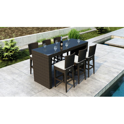 Glen Ellyn 6 - Person Wicker Patio Dining Set with Rectangular Table