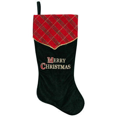 Chaussette de Noël 19 "verte et rouge" Merry Christmas "