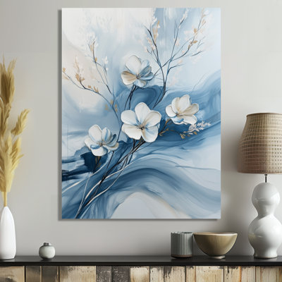 Fleur de l'Heure Bleue - Impression d'art mural en métal à motif floral