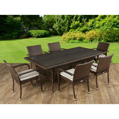 Kiska 6 - Person Patio Dining Set with Rectangular Table , Cushions Included