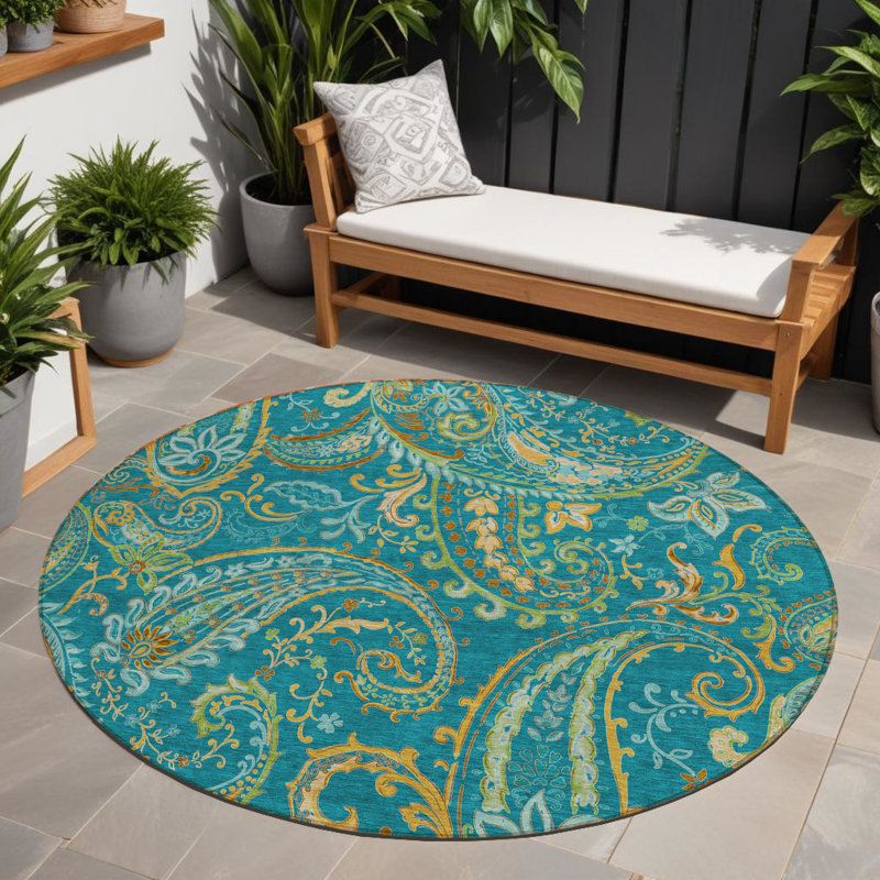 Tapis extérieur rond antidérapant lavable 8 po