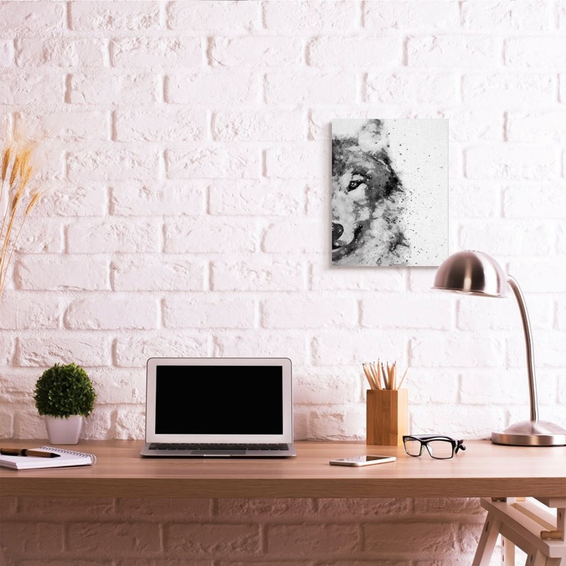 «Forest Wolf Wild Animal Watercolor Pop White» par Ziwei Li - impression d'art graphique, H 20 po x l 16 po, Toile tendue