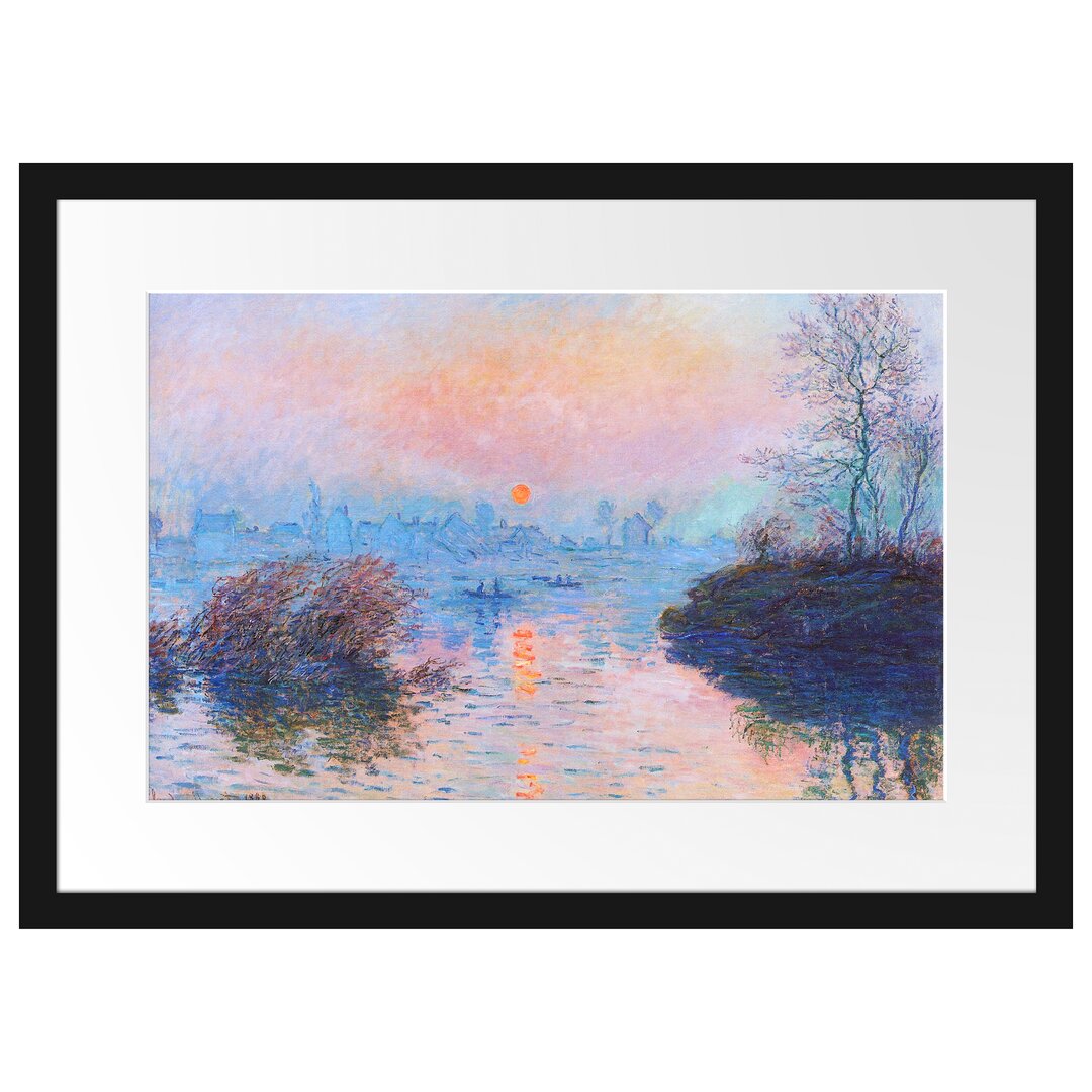 Claude Monet - Sonnenuntergang Auf Der Seine Im Winter - Im Bilderrahmen Mit Galerie-Passepartout