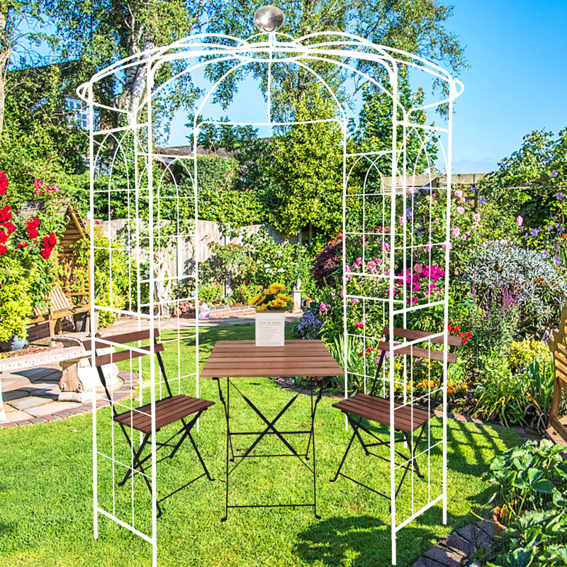 Pavillon de jardin crème blanc crème, 81,3 po x 114,2 po, pavillon de jardin, résistance au vent, arche de pavillon en métal facile à assembler, blanc, coupe-vent, prisme simple
