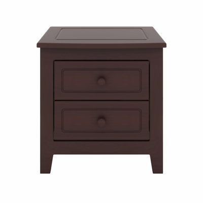 2-Drawer Classic Nightstand, Mid Century Retro Bedside Table with Functional Design