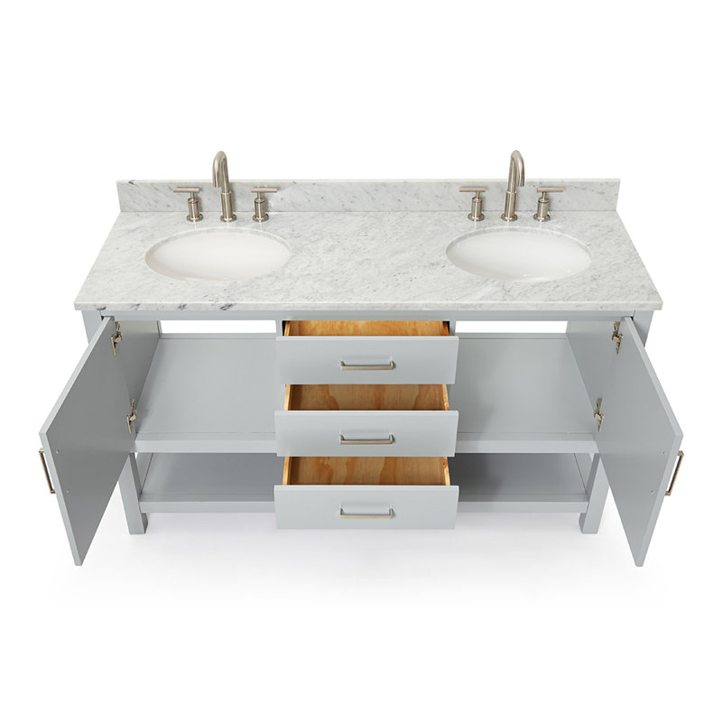 Bayhill 73'' W Double Vanity, Oval, Gray, 61"