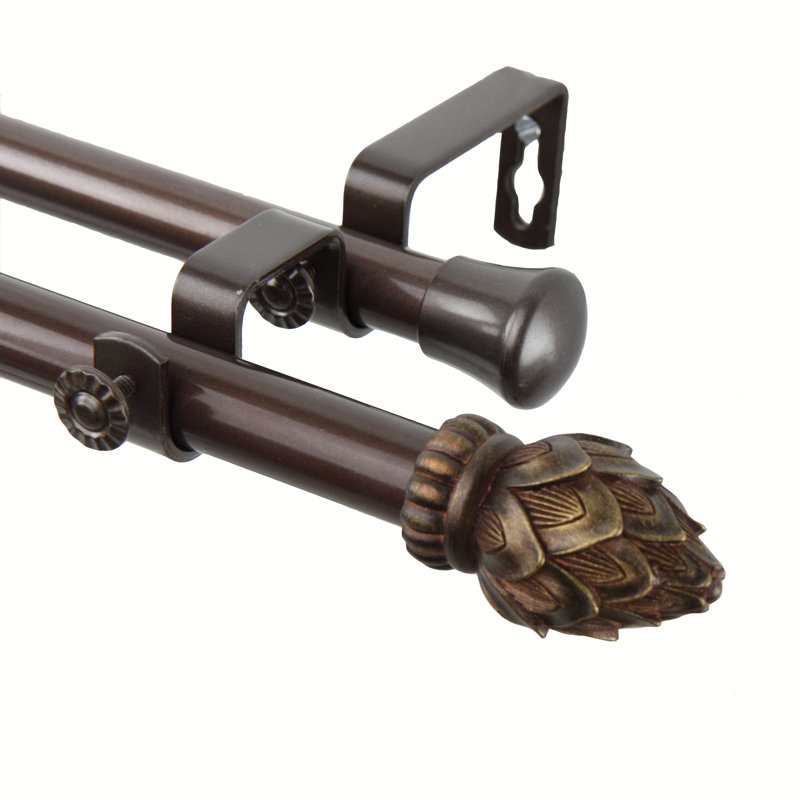 Tringle à rideaux double Rech, 28 po-48 po, Cacao