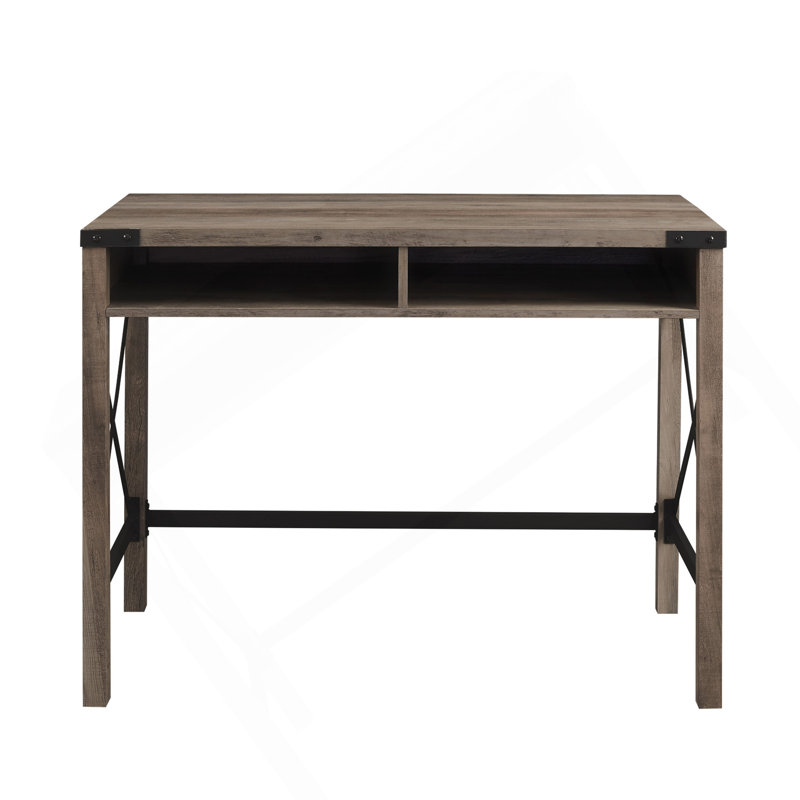 Bureau moderne en métal X avec casiers ouverts - gris délavé
