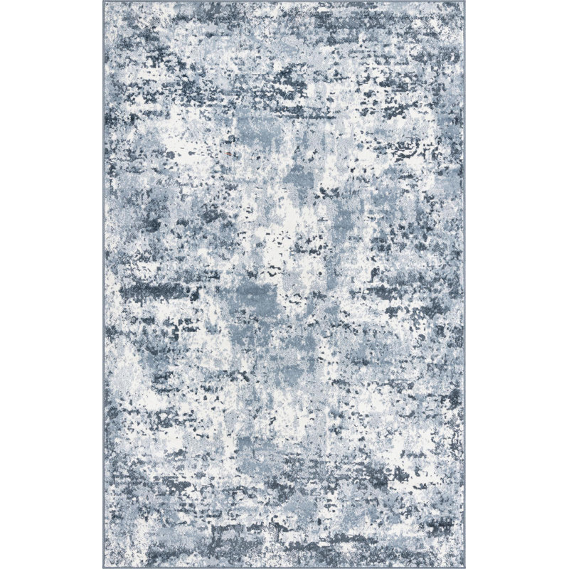 Transitional Koru Area Rug Blue Color, Rectangle 5' x 8'