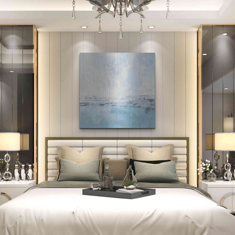 Beachcrest Home ™ «Coastal View I Aqua» par Silvia Vassileva, art mural en métal, H 36 po x l 36 po