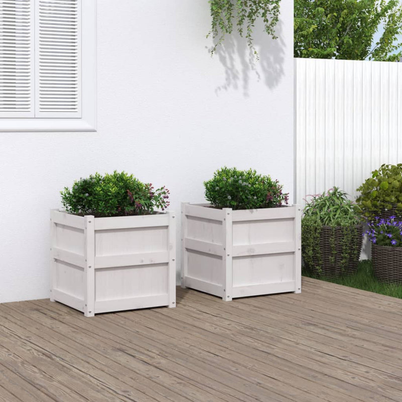 Wooden Kogut Flower Box, White, 2, 19.7" H X 19.7" W X 19.7" D