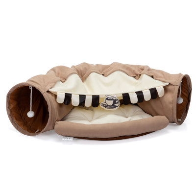 Lit à café Coffee Tunnel avec suspension et coussin, pliable et facile à nettoyer pour les chats d'intérieur