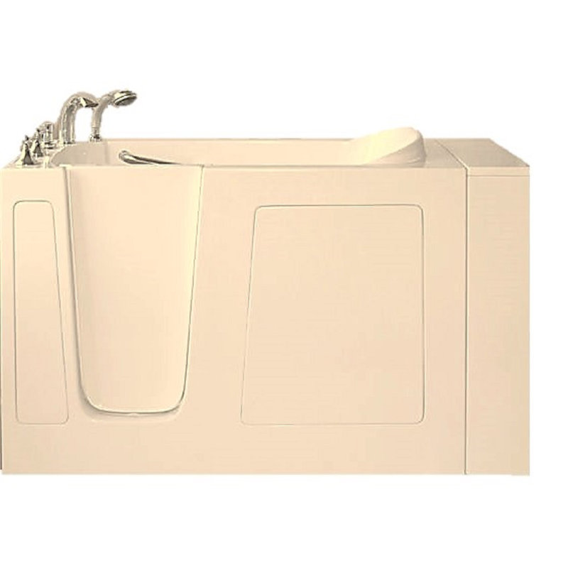 52'' x 30'' Walk-in Fiberglass Bathtub with Faucet, Left, Beige
