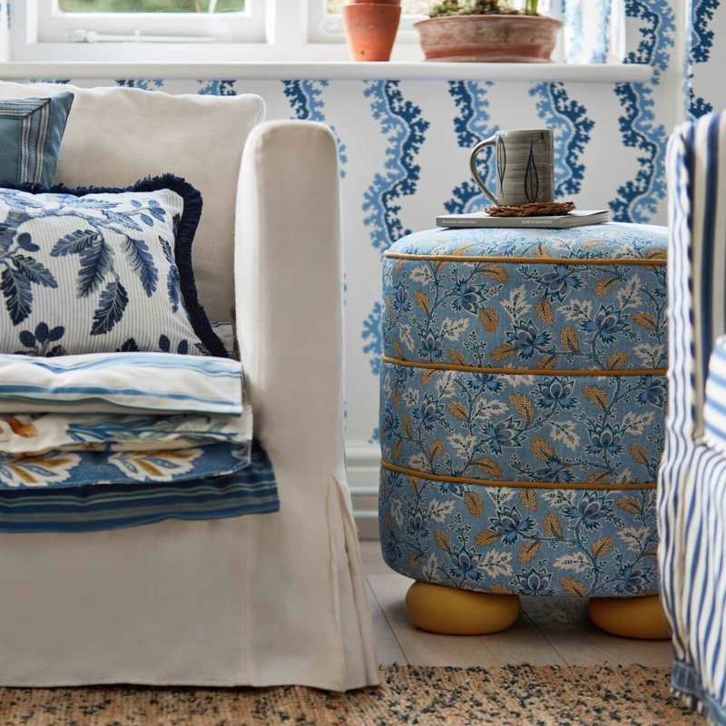 Sessile Leaf Fabric, Cornflower