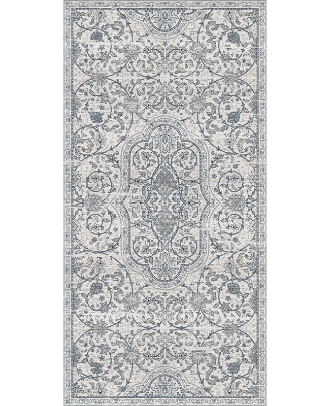 Hamsa White Easy to Clean Kitchen Mat,  Rectangle 2' x 6' 