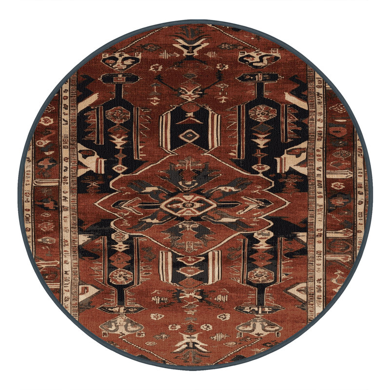 Tapis brun lavable à la machine, Rond 5 pi