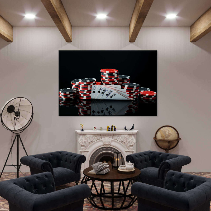 Poker sur toile, H 20 po x l 30 po x P 1,25 po