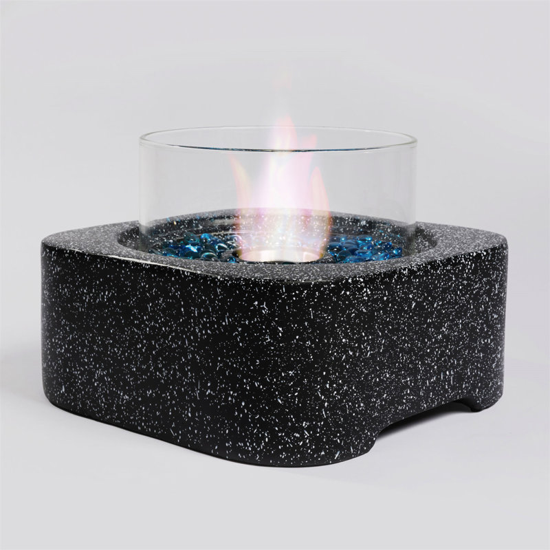 Tabletop Fire Pit With Glass Wind Guard