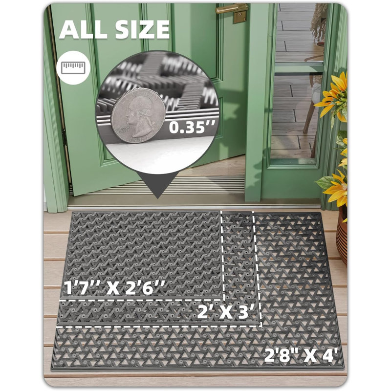 Paillasson antidérapant pour l'extérieur, Gris, L 31,5 po x L 48 po