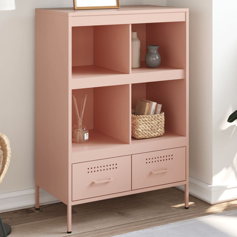 Sharell 101.5cm H x 68cm W Steel Standard Bookcase, Pink