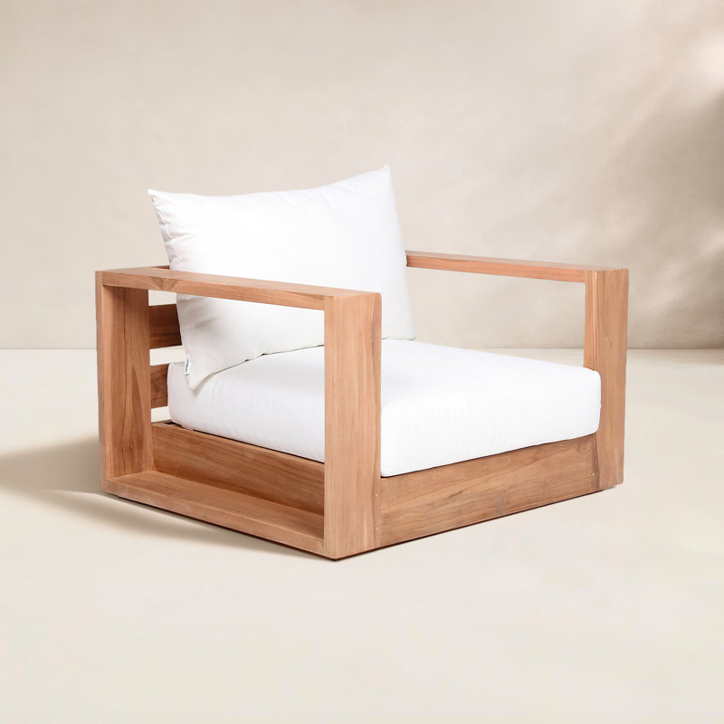 Tulum Teak Patio Chair with Cushions, White