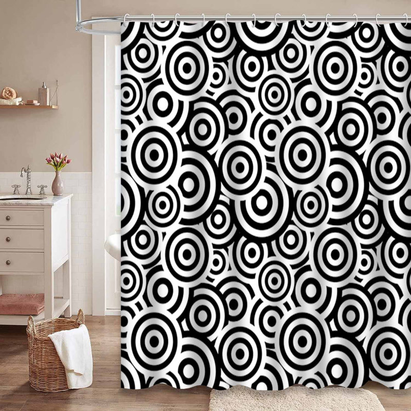 Rideau de douche blanc avec 12 crochets Retro, L 72 po x l 84 po