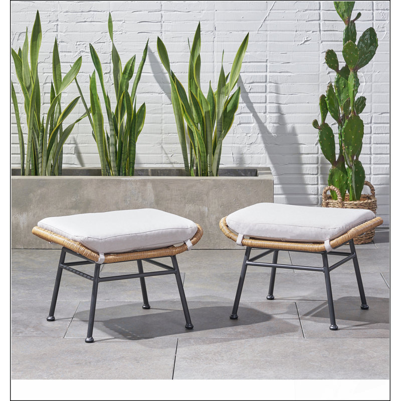 Repose-pieds d'extérieur en rotin synthétique Montana Light, Beige