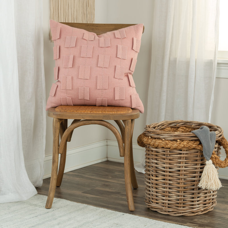 Housse et insert de coussin carré en laine , Rosé