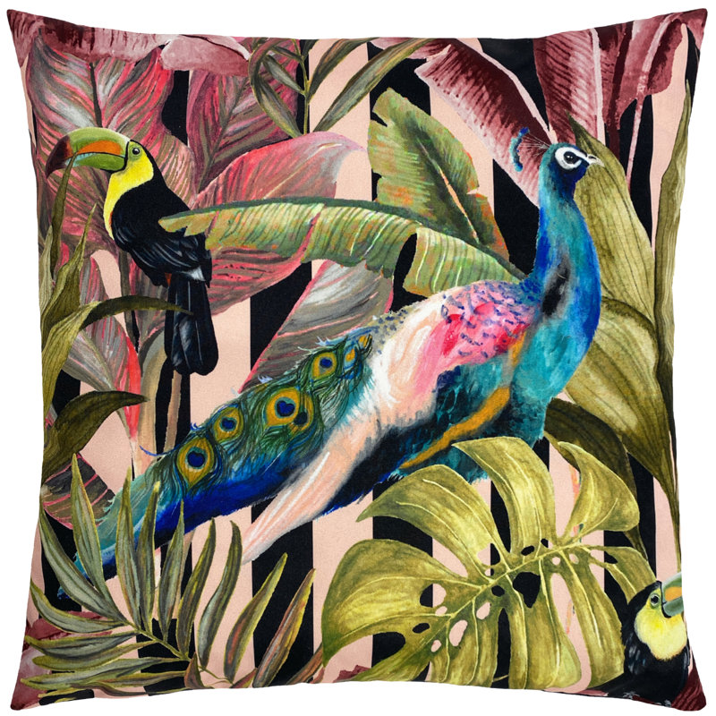Toucan And Peacock Indoor / Outdoor Square Throw Cushion