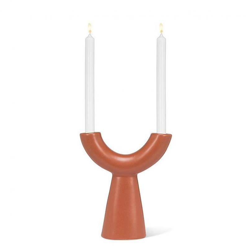 Porte-candélabre double, Terre cuite