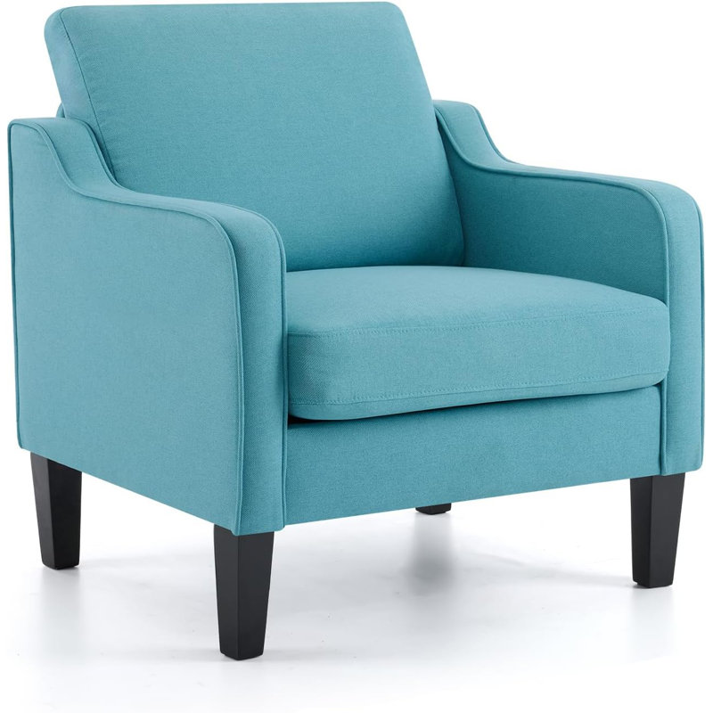 Fauteuil de 29,9 po de largeur Amaryia, Mélange de lin bleu clair