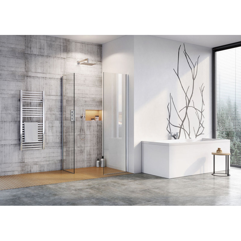 Gough Semi-Frameless Wet Room Glass Screens with Clear Glass, 580mm W x 580mm H x 10mm D