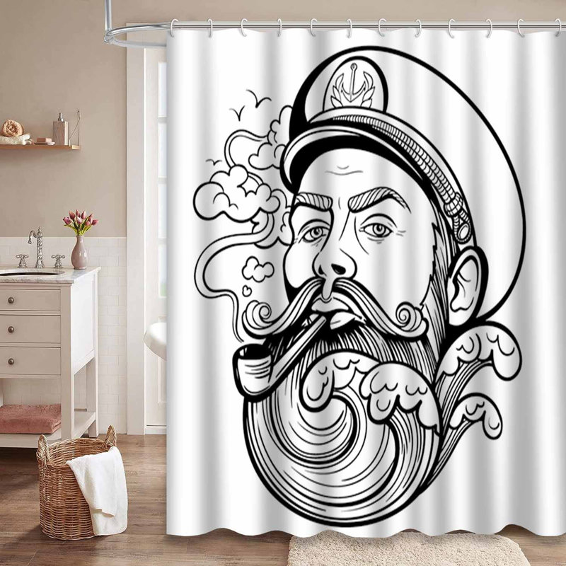 Rideau de douche imperméable avec 12 crochets Sailor, L 72 po x l 84 po