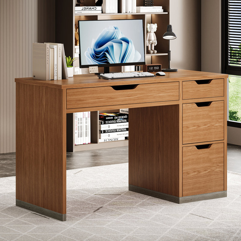 Bureau d'ordinateur à 4 tiroirs, Brun, H 29,5 po x l 47,16 po x P 19,7 po