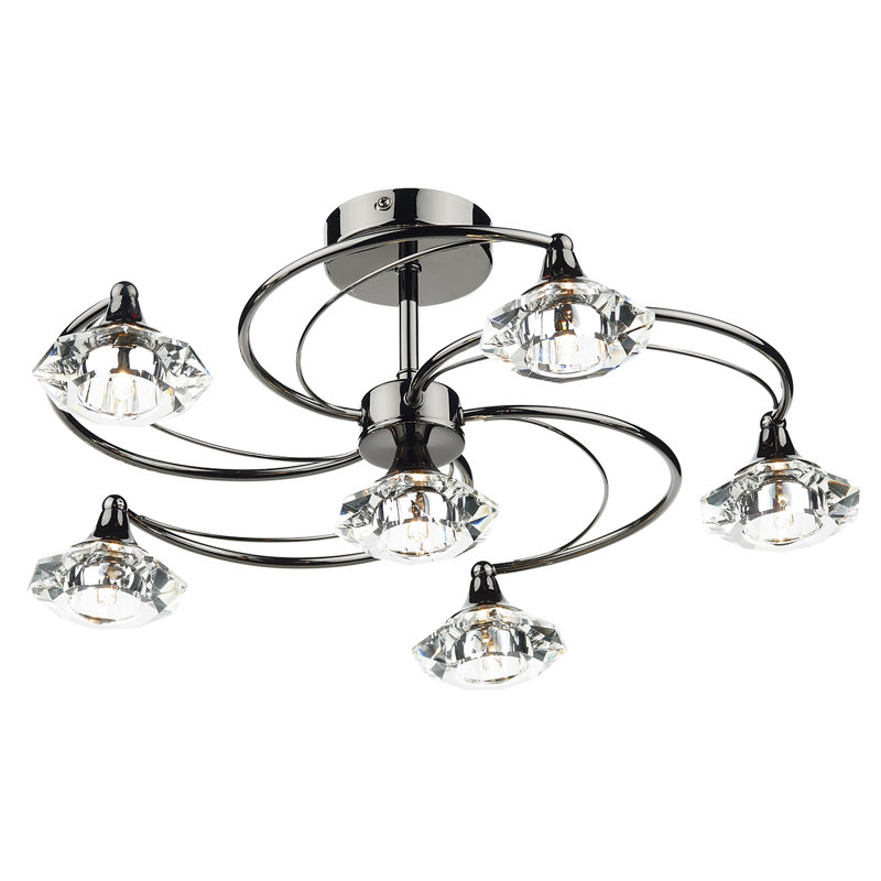 Greenhaw Glass Semi Flush Mount, Black Chrome