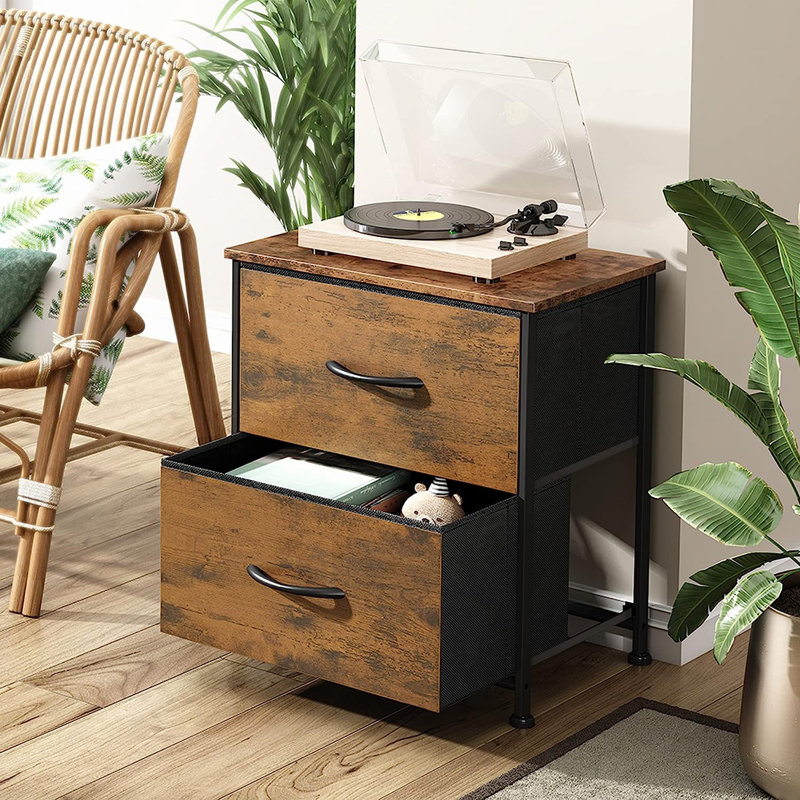 Aimy 17.7'' W Nightstand, Rustic Brown Wood Grain Print