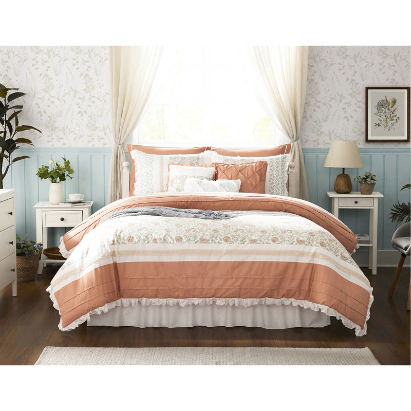 Édredon 9 pièces - Édredon en coton avec housse de coussin King Coral, Coral