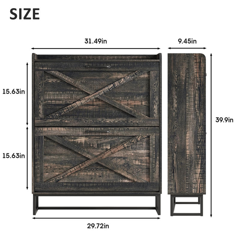 Armoire de rangement pour chaussures avec deux tiroirs rabattables