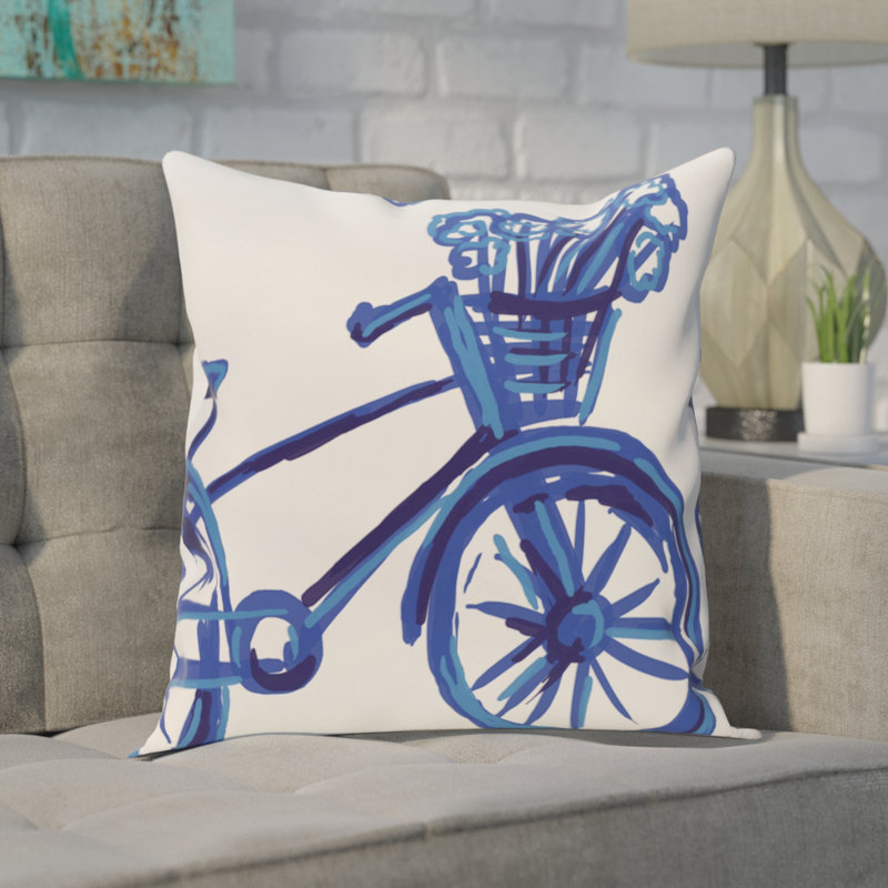 Bicicleta Outdoor Pillow Cover & Insert, Dazzling Blue, 20" x 20"