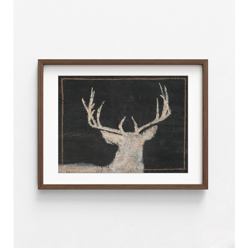 «Brow Tine Deer II» par Regina Moore, décor de cerf rustique, art mural tableau noir, impression d'affiche Marnay, affiche encadrée Marnay