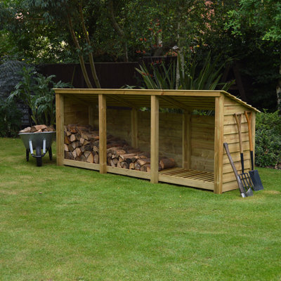 Urbanna 340cm W x 74.5cm D Wood Log Store