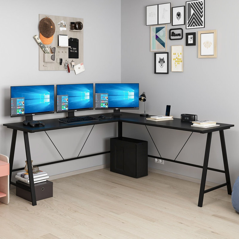 Modern Study Desk, Black, 70.9 x 29.9 x 23.6 inches | 100% Melamine Coated Particle Board, Thickness: 0.7 inches | Stylish and Durable Design, Ideal for Home Office & Study Spaces, Easy to Clean Surface