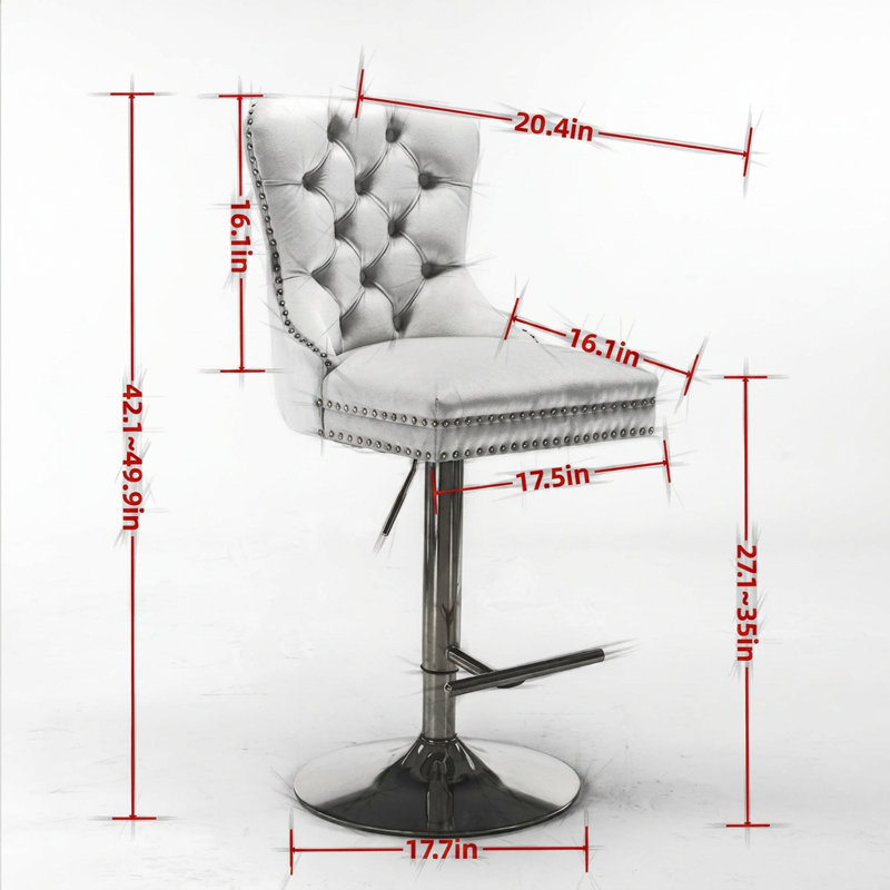 Tabourets de bar pivotants en polyuréthane à hauteur réglable avec dossier rembourré et rembourrés, chaises de bar confortables à hauteur de comptoir rembourrée avec coussin à haute résilience, ensemble de 2 sièges de bar durables et stables convenant à la maison
