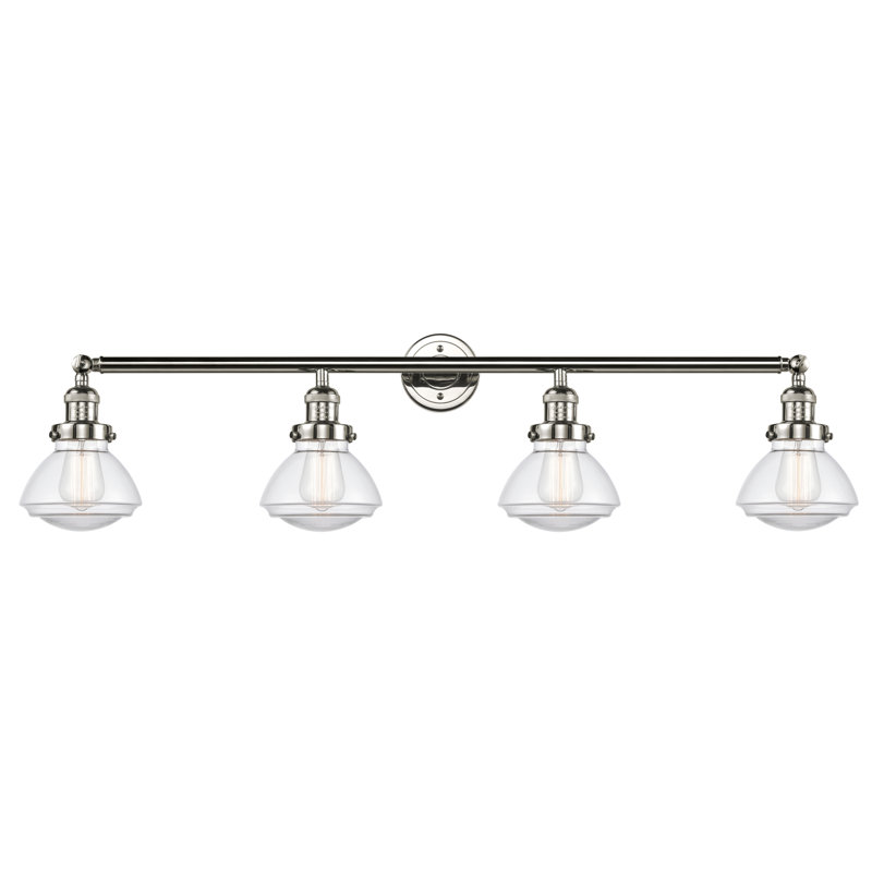 Éclairage pour salle de bain 4 lumières Chesterville, Ampoule incandescente rétro de 60 watts, Transparent, Or satiné