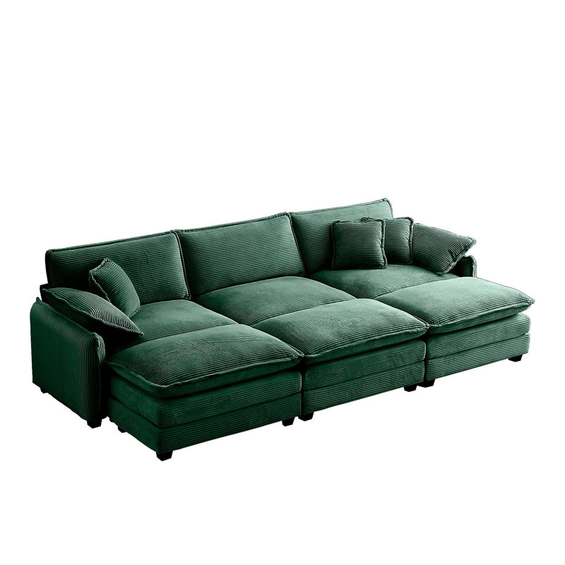 Canapé modulaire surdimensionné avec 3 repose-pieds pouvant servir de canapé-lit, canapé 3 places avec 3 repose-pieds, tissu en velours côtelé