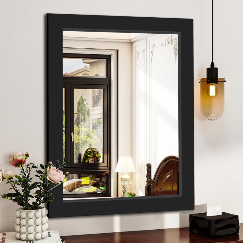 Wood Rectangle Mirror, 40" x 30", Black