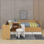 Lit plateforme double en bois avec tiroirs, tablettes et coiffeuse-1521743335
