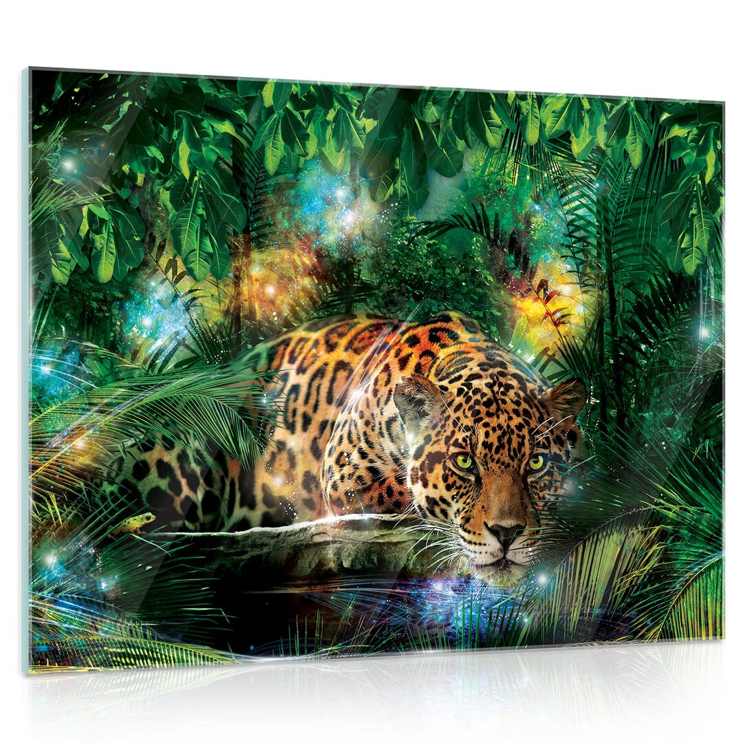 Glasbild Jaguar im Dschungel