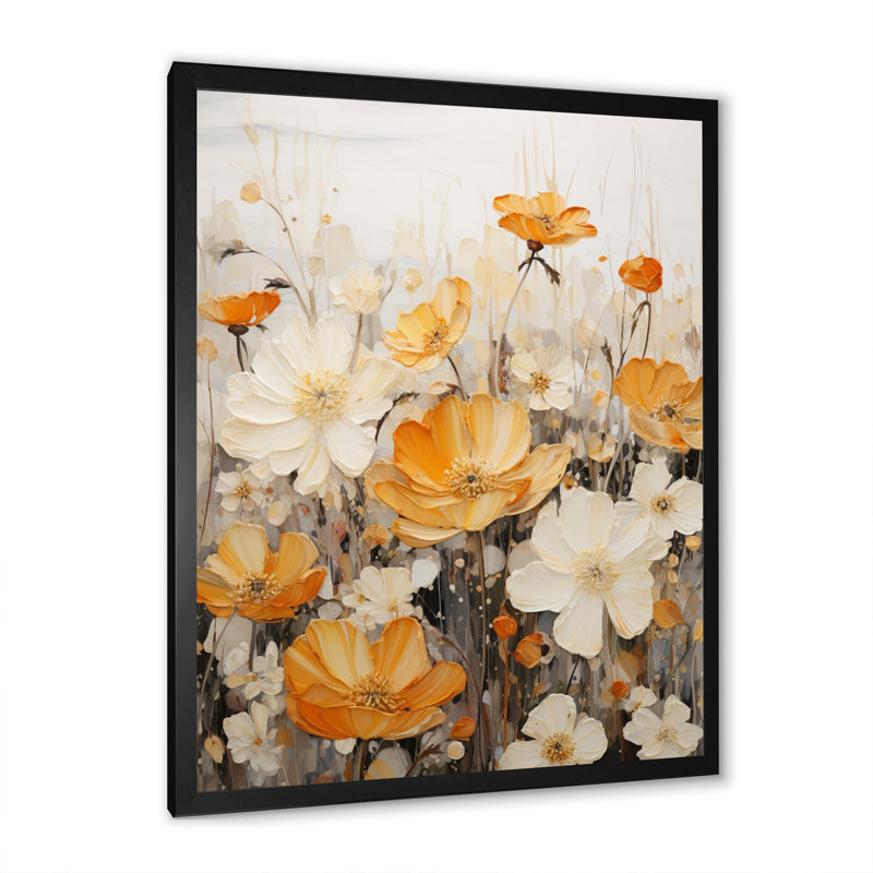 Wilberta - minimalisme, collage de fleurs jaunes - impression, Cadre photo noir, H 20 po x l 12 po x P 1 po