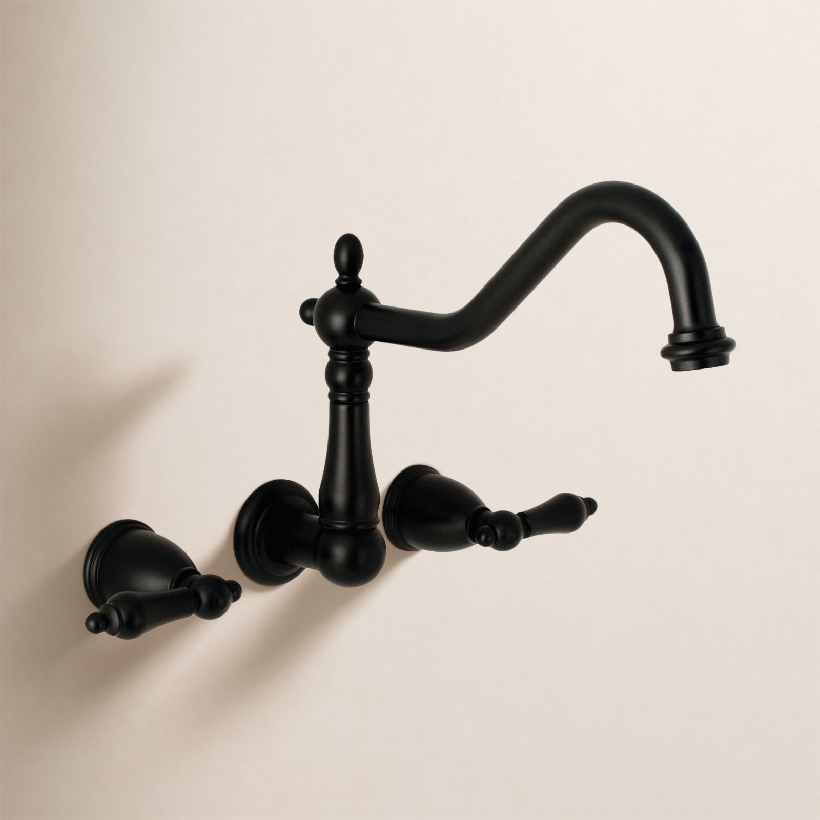 Heritage Wall-Mounted Roman Tub Faucet, Matte Black
